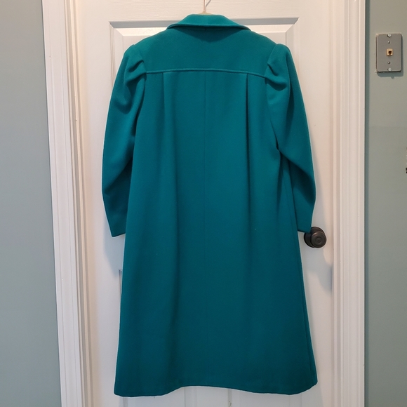 Vintage Union Made wool coat, turquoise,  women's size 14 - Picture 6 of 15